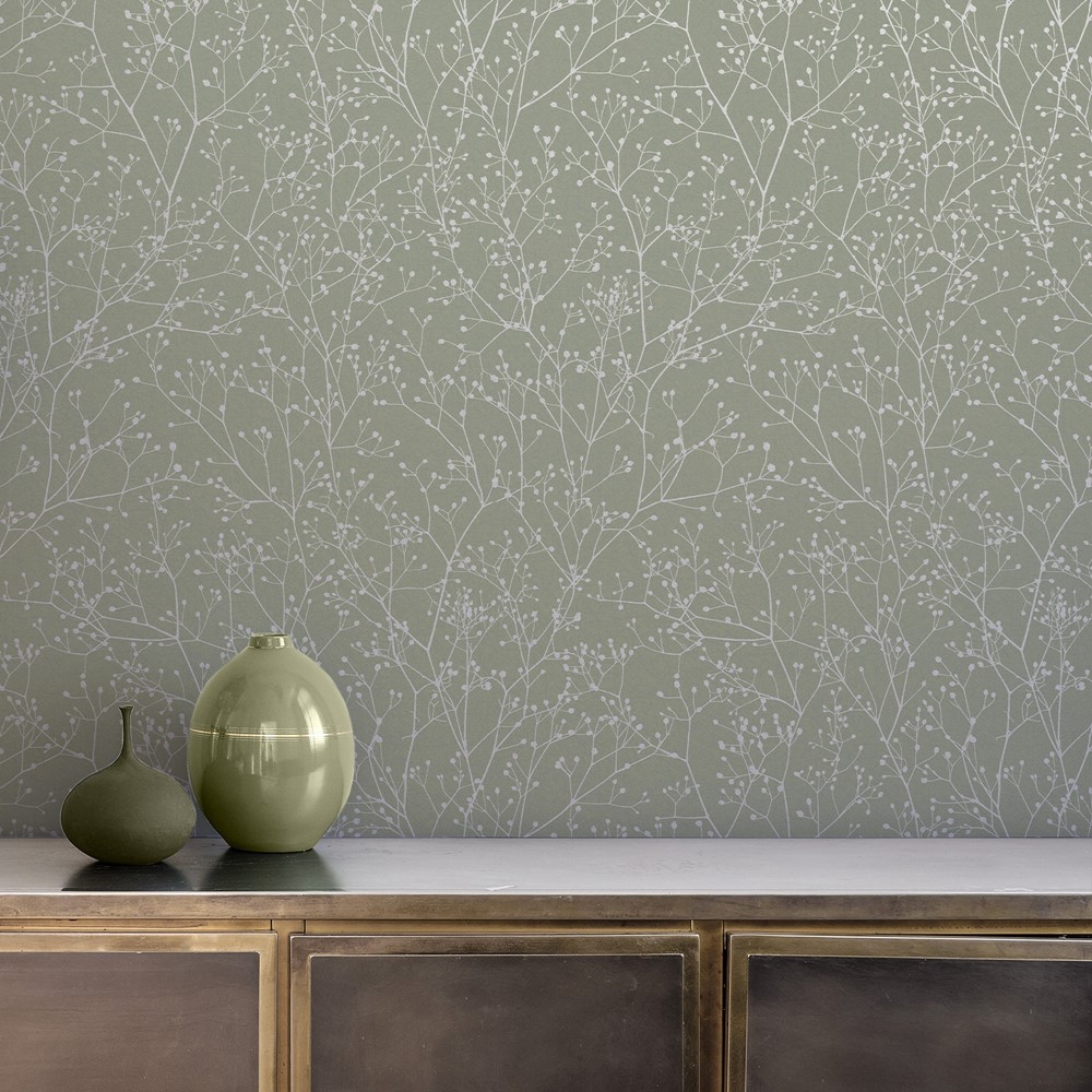 Gypsophila Wallpaper 120388 by Clarissa Hulse in Spring Green Silver